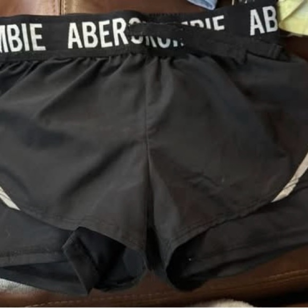 Abercrombie Black Athletic Shorts with built in biker shorts - Picture 1 of 1